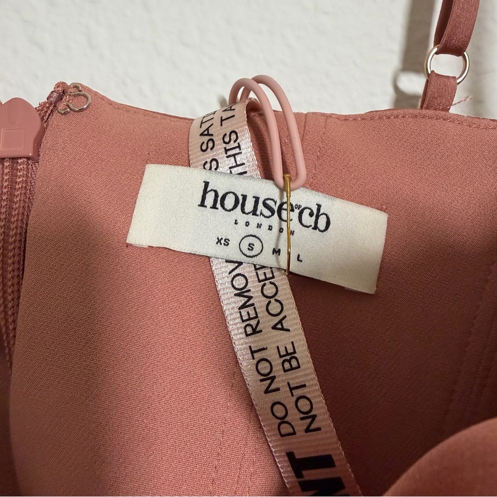 House of CB NWT Myrna Satin Midi Corset Slip Dress Dusty Pink Size Small Formal - Picture 8 of 14